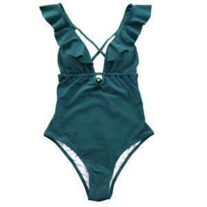 Cupshe Ruffle Criss cross back swim